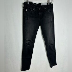 AG Adriano Goldschmied The Legging Distressed Skinny Jeans Black - 28 R‎